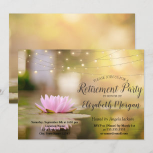 Elegante Lotus Slingerlichten Pensioenfeest Kaart