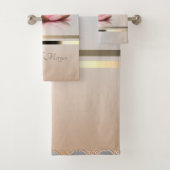 Elegante Lotus Strepen Bad Handdoek (Insitu)