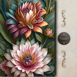 Elegante Lotus Tuin Decoupage Tissuepapier