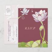 Elegante Lotus: Wedding RSVP Briefkaarten (Voorkant / Achterkant)