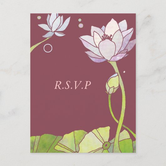Elegante Lotus: Wedding RSVP Briefkaarten (Voorkant)