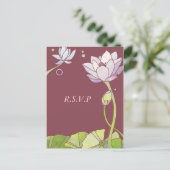 Elegante Lotus: Wedding RSVP Briefkaarten (Staand voorkant)