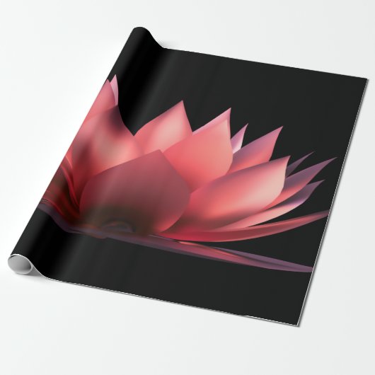 Elegante Lotus Zwart Cadeaupapier (Uitgerold)