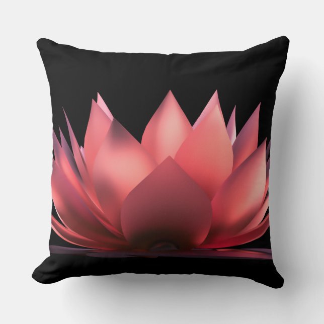 Elegante Lotus Zwart Kussen (Voorkant)