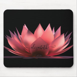 Elegante Lotus Zwarte Gepersonaliseerde Muismat