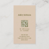 Elegante lotusbloem boho pastel aardse QR-code Visitekaartje (Achterkant)