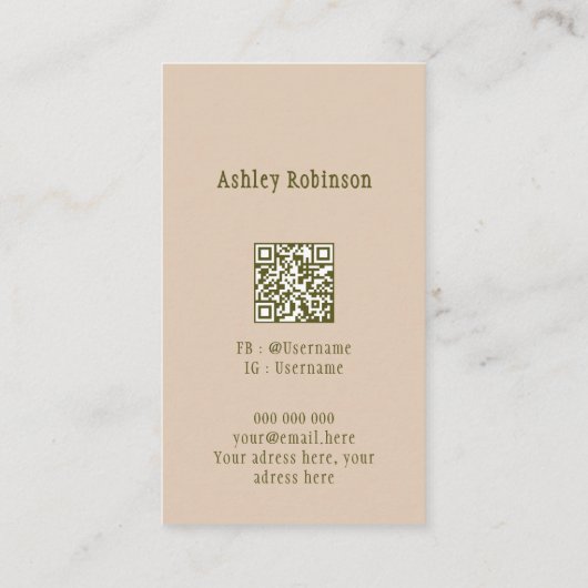 Elegante lotusbloem boho pastel aardse QR-code Visitekaartje (Achterkant)