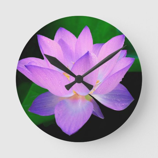 Elegante Lotusbloem Ronde Klok (Voorkant)