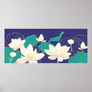 Elegante lotusbloemen poster
