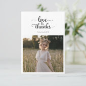 Elegante Love and Thanks Bruidsfeest Foto Bedankkaart (Staand voorkant)