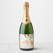 Elegante Love at First Spritz Bruiloft Feest Sparkling Wijnetiket (Voorkant)