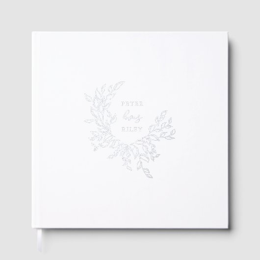 Elegante Love Crest Krans Foto bruiloft Gastenboek (Voorkant)