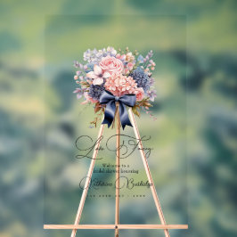 Elegante Love Fancy Bloemrijke Bruidsuitnodiging Acryl Bord