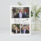 Elegante Love Heart Script Afstudeerfoto 3 foto Bedankkaart (Staand voorkant)