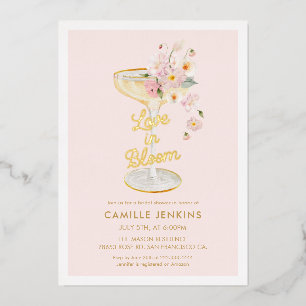 Elegante Love in Bloom Bruidsbrunch Folie Uitnodiging