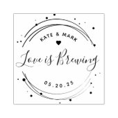 Elegante Love is Brewing Huwelijks Koffie Favor Rubberstempel (Afrduk)