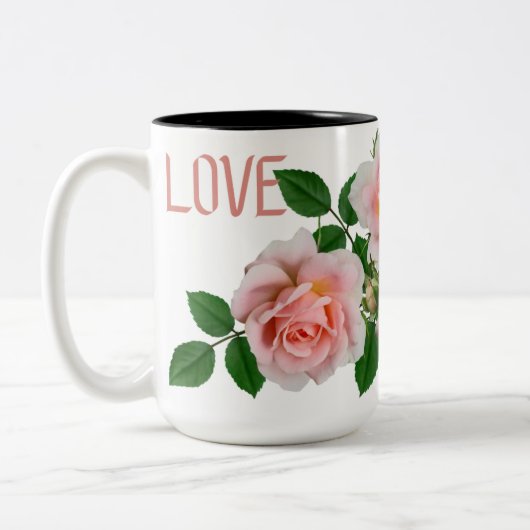 Elegante 'LOVE' Roze Roos Twee-Tons Kop (Links)