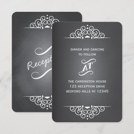 Elegante Love Schoolbord Huwelijks RSVP Antwoordka Informatiekaartje (Voorkant / Achterkant)