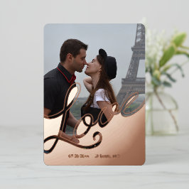 Elegante Love Script Overlay Save the Date 2 Foto Folie Uitnodiging