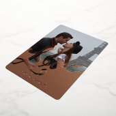 Elegante Love Script Overlay Save the Date 2 Foto Folie Uitnodiging (Gedraaid)