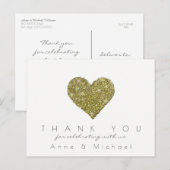 Elegante "love & Thank you" bruiloft gouden hart Briefkaart (Voorkant / Achterkant)