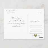 Elegante "love & Thank you" bruiloft gouden hart Briefkaart (Achterkant)