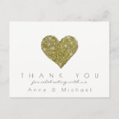 Elegante "love & Thank you" bruiloft gouden hart Briefkaart (Voorkant)