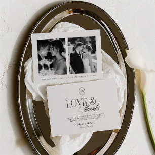 Elegante Love & Thanks 2 Foto Huwelijks Bedankkaart