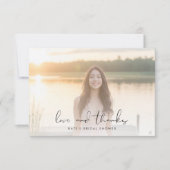 Elegante Love & Thanks Bruidsfeest Foto Bedankkaart (Voorkant)