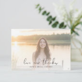 Elegante Love & Thanks Bruidsmeisje Feest Foto Bedankkaart (Staand voorkant)