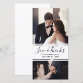Elegante Love & Thanks Trouwfotocollage Bedankkaart (Voorkant / Achterkant)