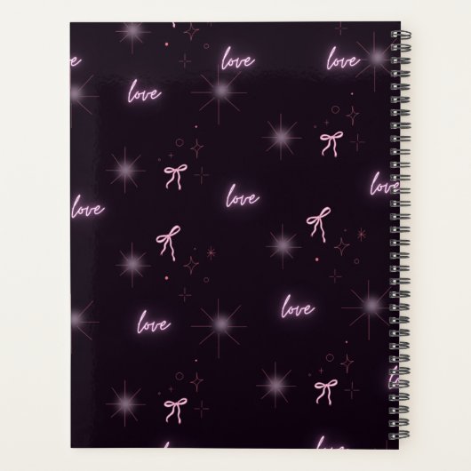 Elegante Love-Theme zwarte esthetische Planner (Achterkant)