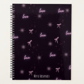 Elegante Love-Theme zwarte esthetische Planner (Voorkant)