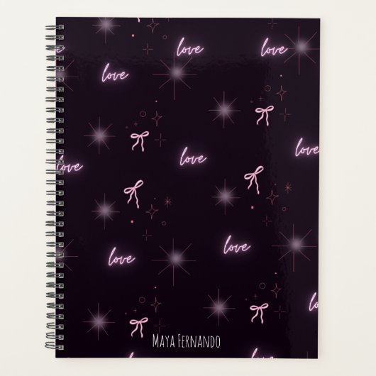 Elegante Love-Theme zwarte esthetische Planner (Voorkant)