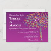 Elegante Lovebirds Cassis Paarse bruiloft uitnodig Kaart (Voorkant)