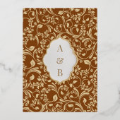 Elegante Lt Bruin & Goud Echt Folie Islamitische T Uitnodiging (Achterkant)