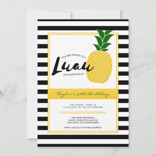 Elegante Luau ananas Party uitnodiging (Voorkant)