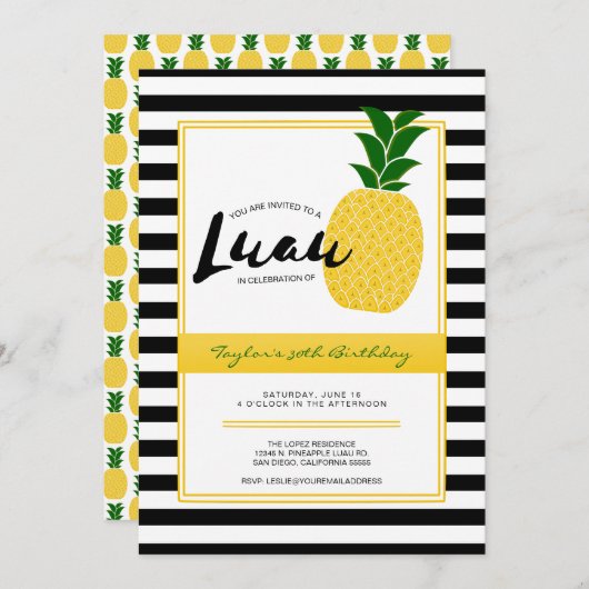 Elegante Luau ananas Party uitnodiging (Voorkant / Achterkant)
