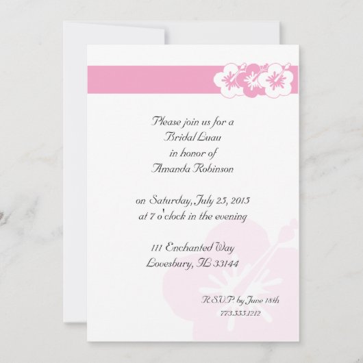 Elegante Luau thema uitnodigingen Roze (Voorkant)