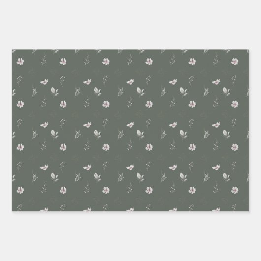 Elegante luchtige botanische groen bruiloft cadeau inpakpapier vel (Voorkant)