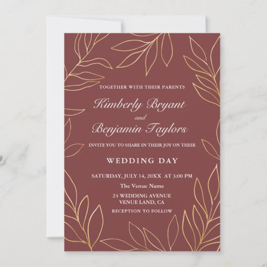 Elegante luchtige gouden gebladerte op Blush. Luxe Kaart (Voorkant)