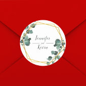 Elegante luchtige groen eucalyptus bruiloft ronde sticker