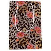 Elegante Luipaard Bloemen Medium Cadeauzakje (Voorkant)