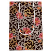 Elegante Luipaard Bloemen Medium Cadeauzakje (Achterkant)