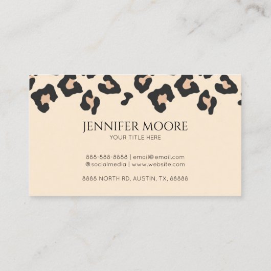 Elegante luipaard Cheetah Print Bruin Zwart Custom Visitekaartje (Achterkant)
