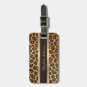 Elegante luipaard Dierenprint Bruin & Gouden Stree Bagagelabel (Voorkant verticaal)