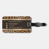 Elegante luipaard Dierenprint Bruin & Gouden Stree Bagagelabel (Achterkant horizontaal)