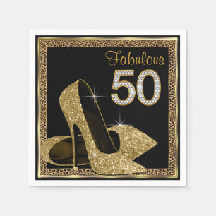Elegante Luipaard Gouden Hakken 50e Verjaardagsfee Servet