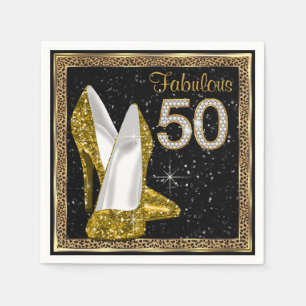 Elegante Luipaard Gouden Hakken 50e Verjaardagsfee Servetten
