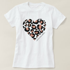 Elegante Luipaard Hart Naam T-shirt